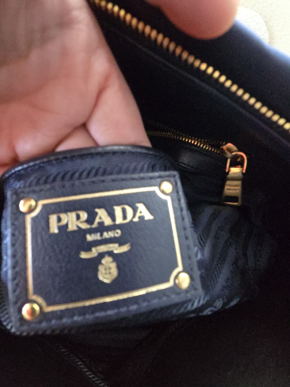 Prada Blue Tessuto Nylon & Soft Calfskin Leather Top Handle Bag - Picture 9 of 17